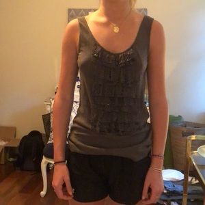 Grey jcrew ruffled camisole